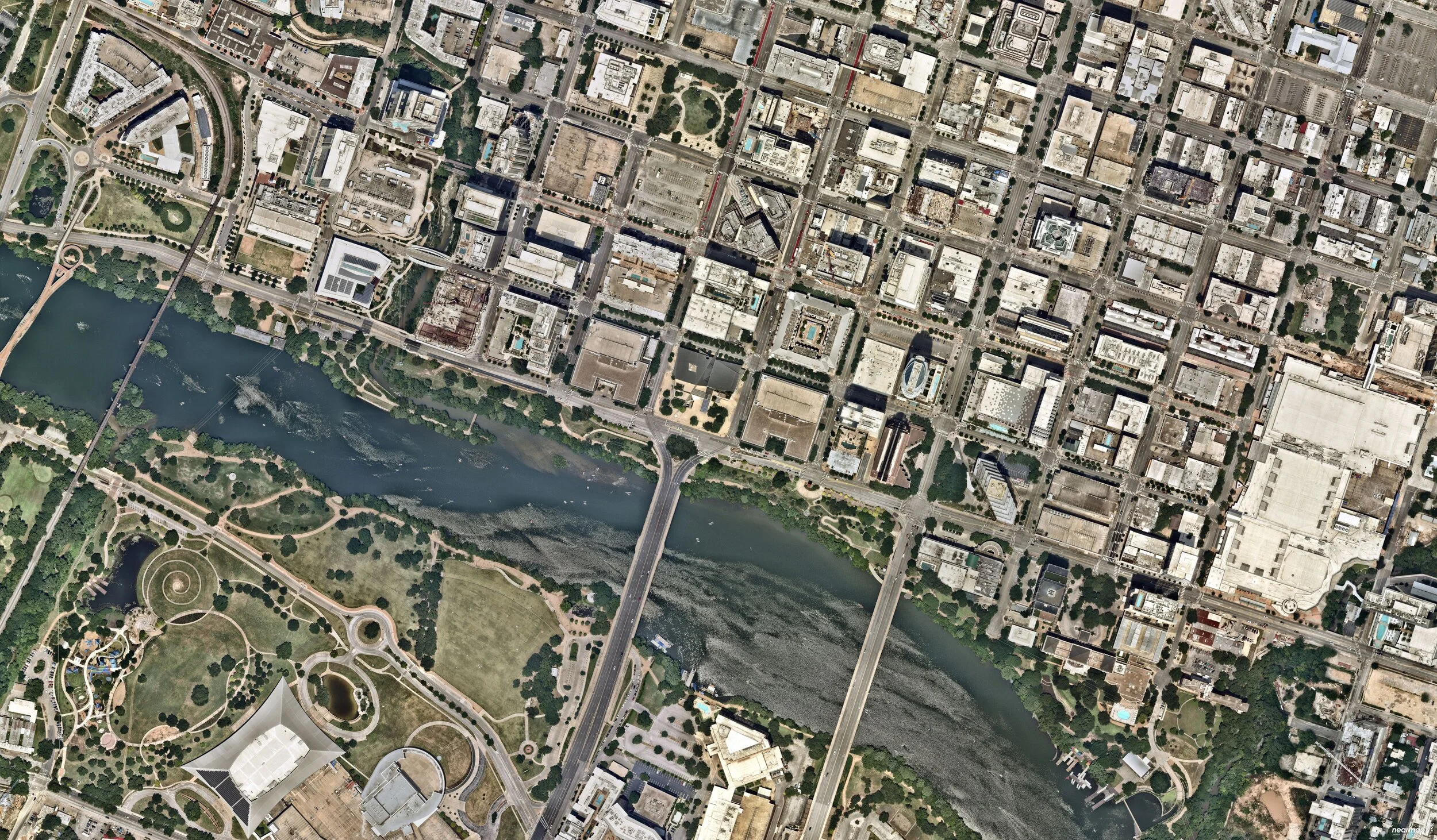 Aerial satellite view of property