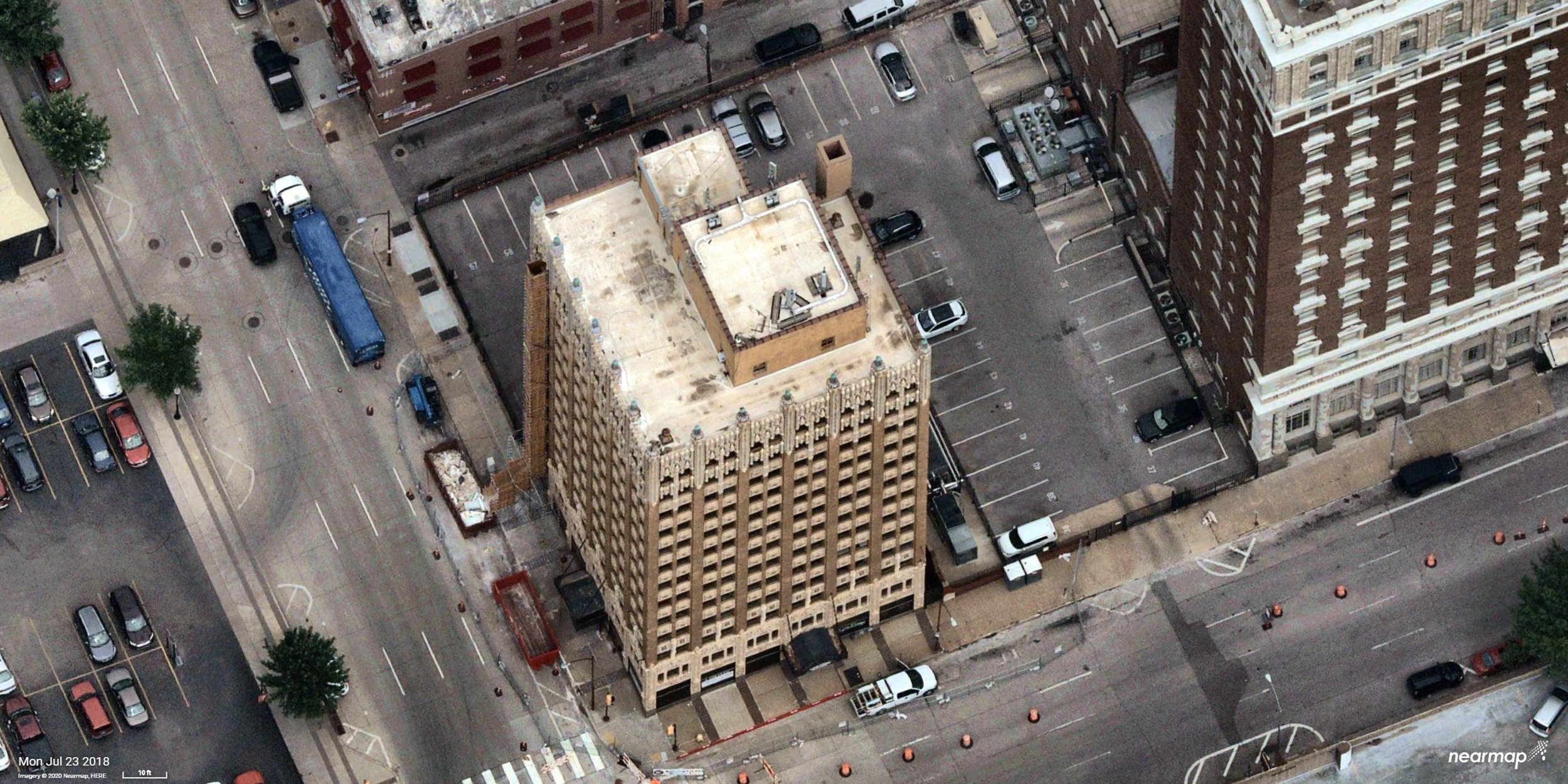 Downtown commercial building aerial